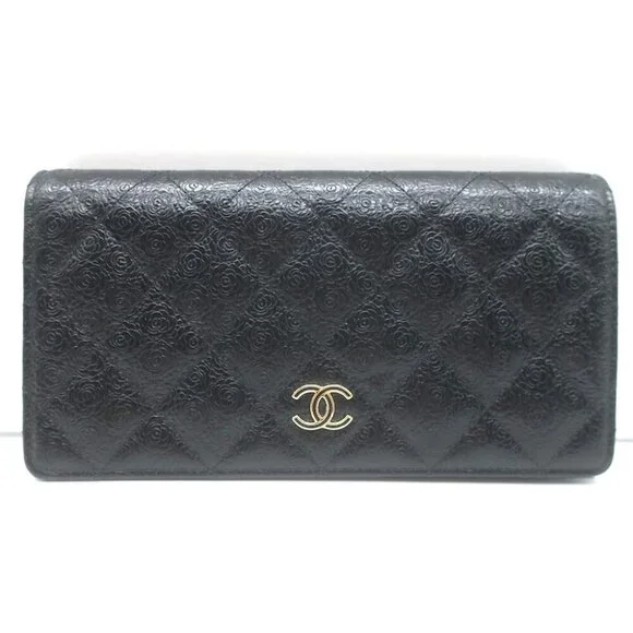 Chanel Camellia-Embossed Quilted Leather L Yen Continental Wallet Black - Picture 3 of 15